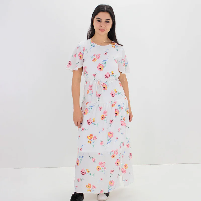 Unleash Your Style Women's Floral Long  Dress,White