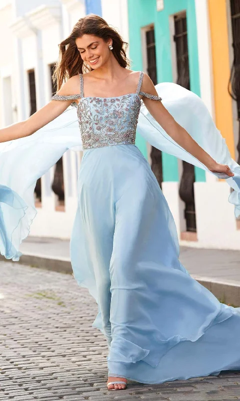 The Epitome Of Modern Women's Fashion Sherri Hill - 54390 Beaded Cold Shoulder Gown