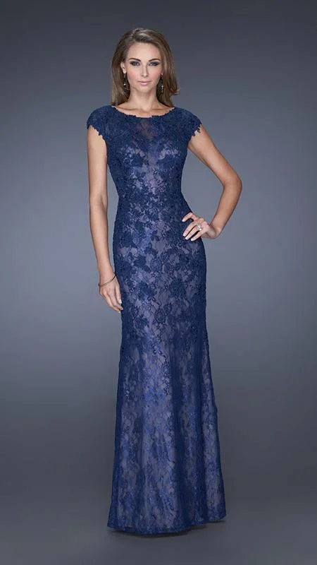 Latest Fashion La Femme 20471 Lace Illusion Sheath Gown with Cap Sleeves