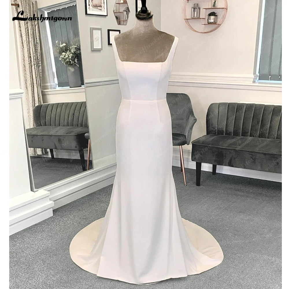 Limited Time Offer Roycebridal Simple Scoop Neck Crepe Beach Wedding Dresses For Women 2025 Bride Long Boho Wedding Gowns Open Back