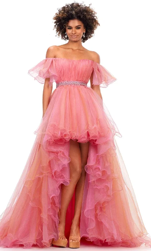 Fashion Forward Femme Ashley Lauren 11269 - Off Shoulder Organza High Low Gown