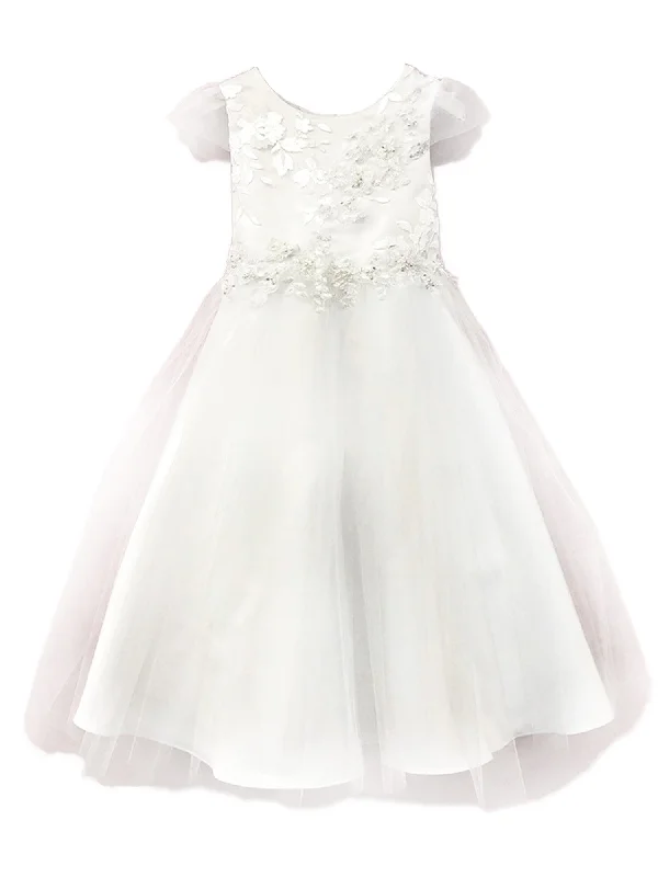 Women Wear Online Little Girls White Illusion Applique Tulle Flower Girl Dress 2-6