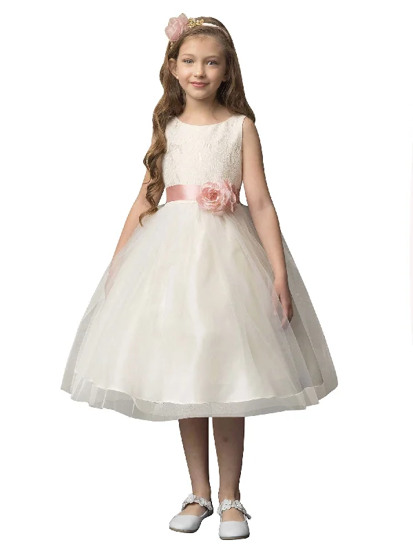 Trendy Outfits For Girls Little Girls Yellow Jacquard Tulle Tea Length Flower Girl Dress 2T-6