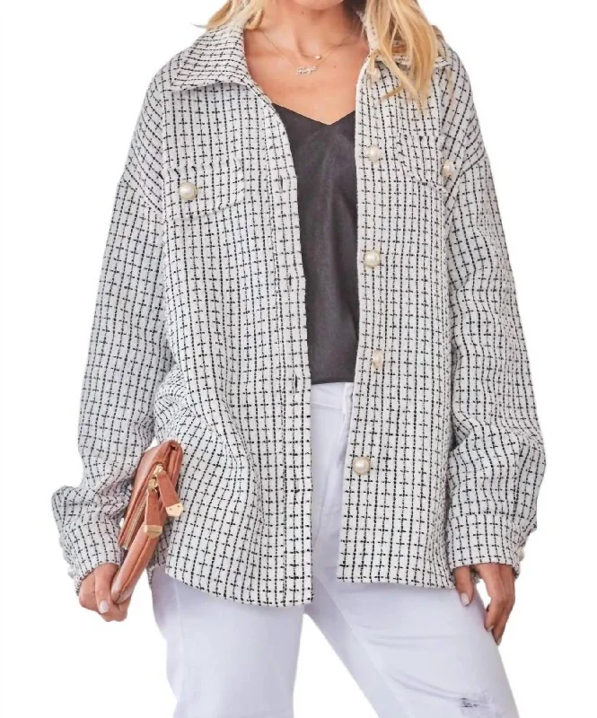 Hot Styles Fall For You Tweed Shacket In Ivory/black