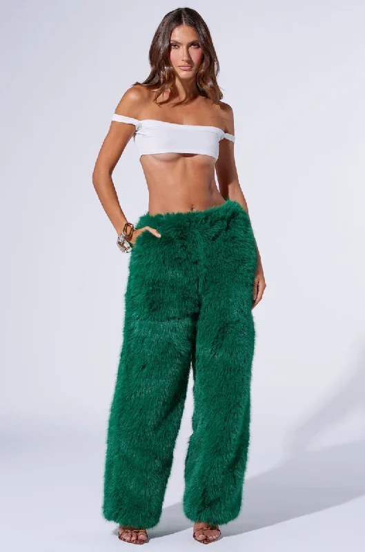 Flash Sale Now SEEING GREEN WIDE LEG FASHION FUR PANT