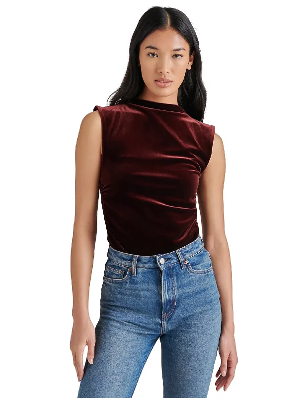 The Epitome Of Modern Women's Fashion Esen Velvet Bodysuit, Wine