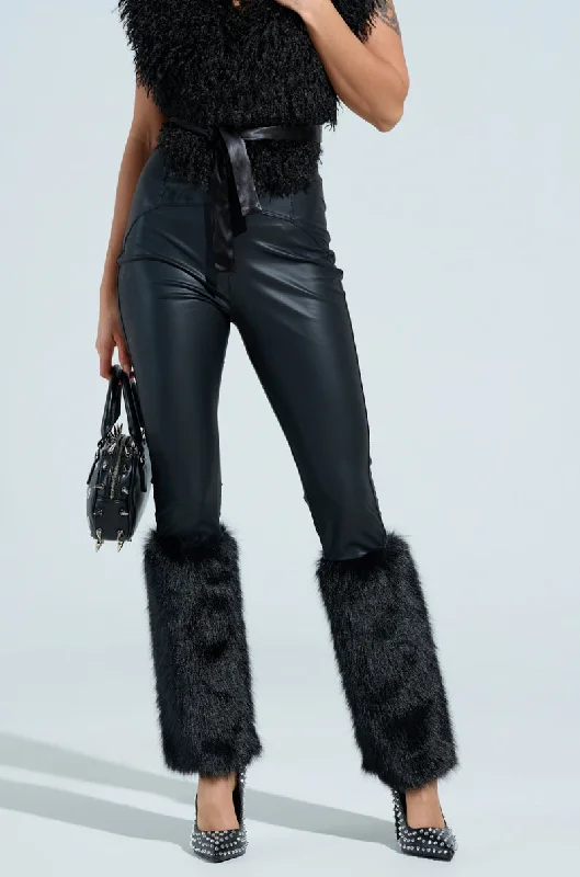 Chic And Trendy RIO FAUX LEATHER LEGGING WITH FUR TRIM