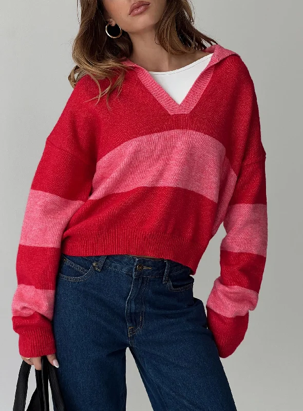 Holiday Glam Holdon Sweater Red/ Pink Stripe