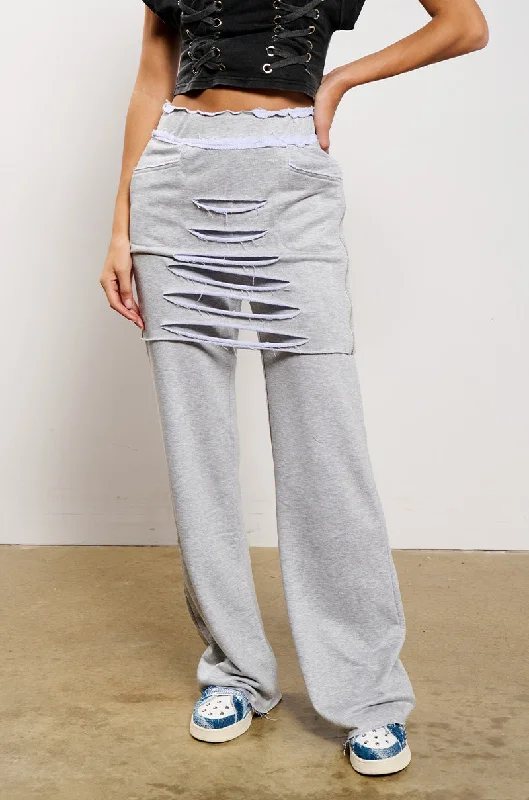 End Of Season Clearance RAIN LAYERED SHREDDED SKIRT OVERLAY SWEATPANT