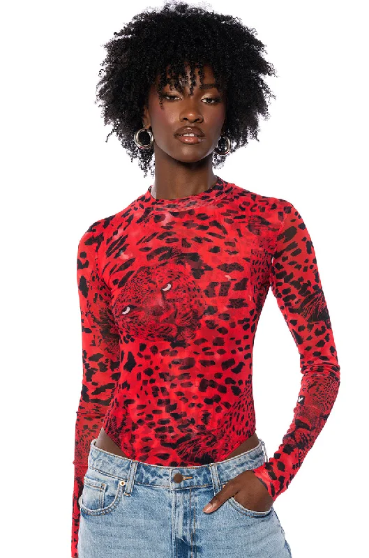 Clothing Sales NATURE CALLING CHEETAH PRINT LONG SLEEVE BODYSUIT