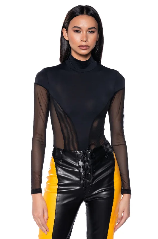 Holiday Glam SEALED LIPS LONG SLEEVE MESH BODYSUIT