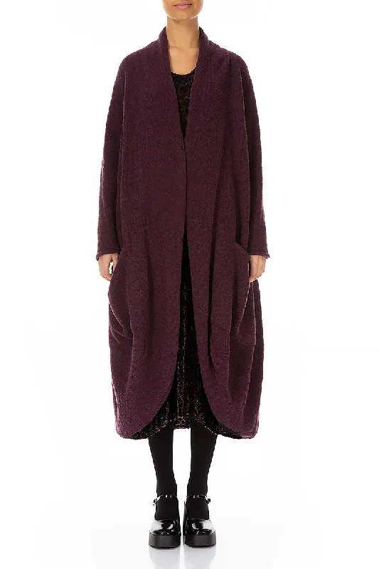 Hot Deals Long Open Mulberry Wool Cardigan