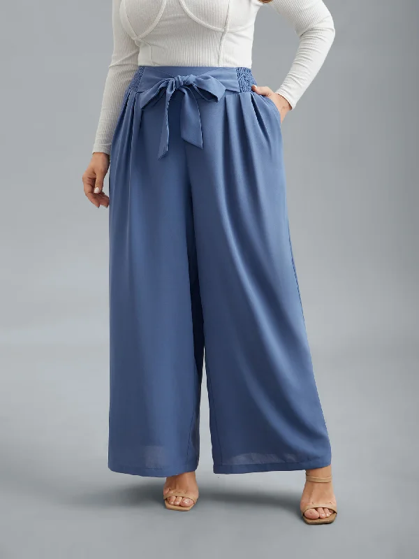 Get The Latest Trends Smocked Waist-Tie Flared Pants