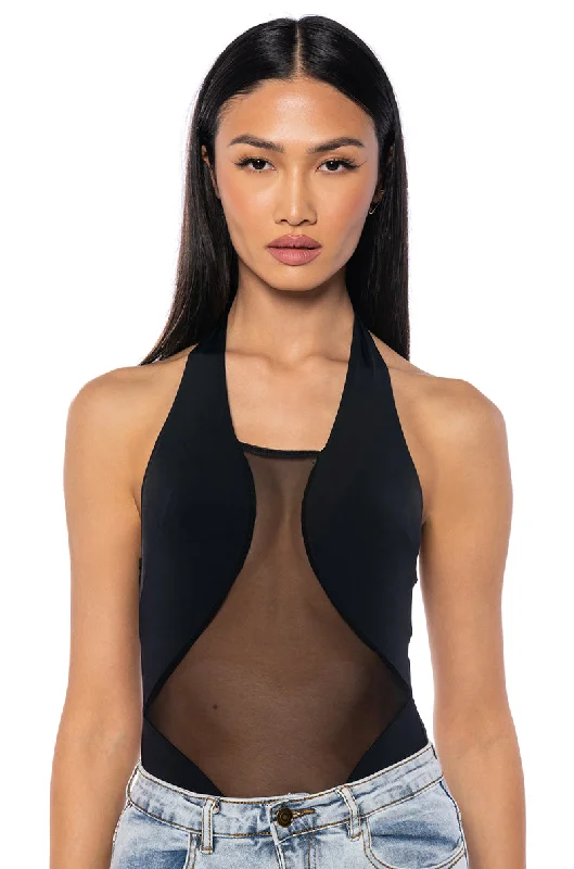 Clothes Of Woman ASH HALTER NECK MESH DETAIL BODYSUIT