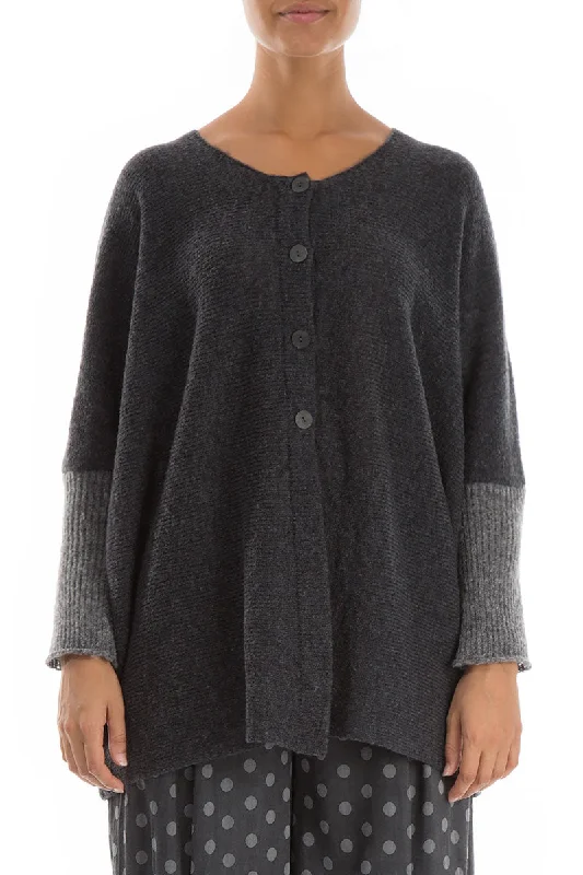 Sale Event, Prices Rock Buttoned Loose Grey Wool Sweater