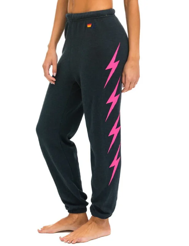 Break Fashion Norms Bolt 4 Women's Sweatpants, Charcoal/Neon Pink