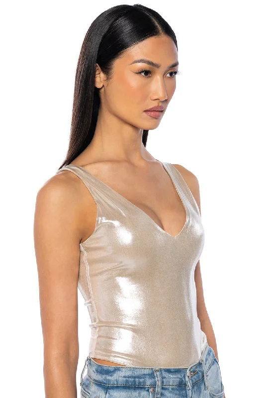 Women Wear Online CHIARA METALLIC V NECK BODYSUIT