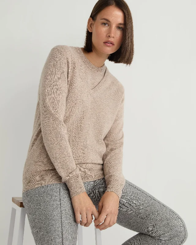 Style Redefined Women's Phoebe V Neck Cashmere Jumper Oatmeal Brown