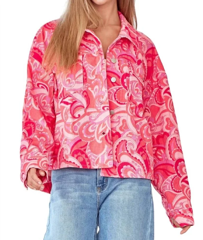 Limited Time Offer How The Story Goes Paisley Shacket In Hot Pink/coral