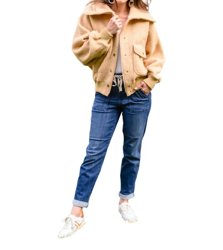 Durable Fashion Picks Don't Stress Oversized Collar Sherpa Jacket In Taupe