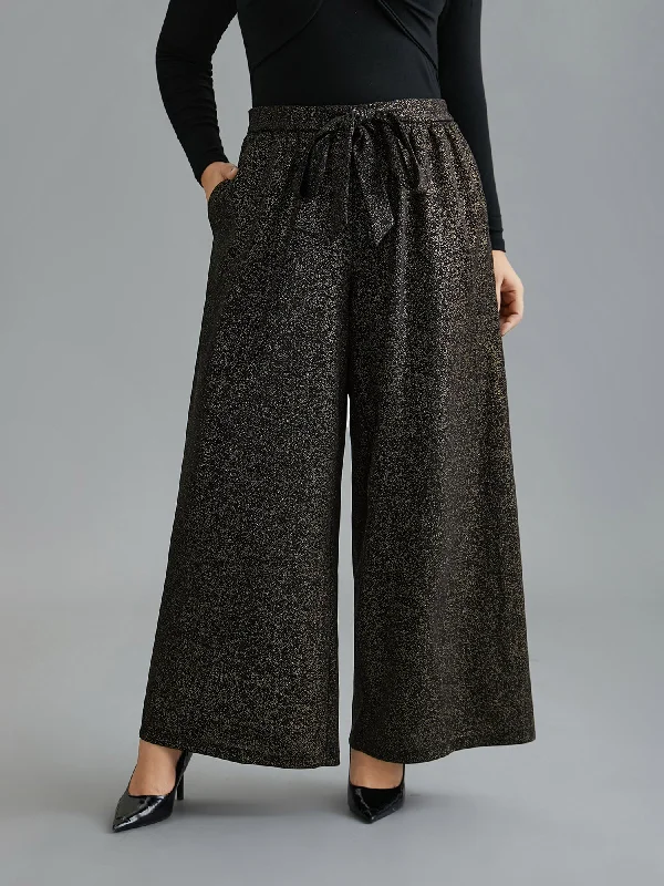 Elegant Simplicity Wardrobe Glitter Adjustable Front-Tie Pants