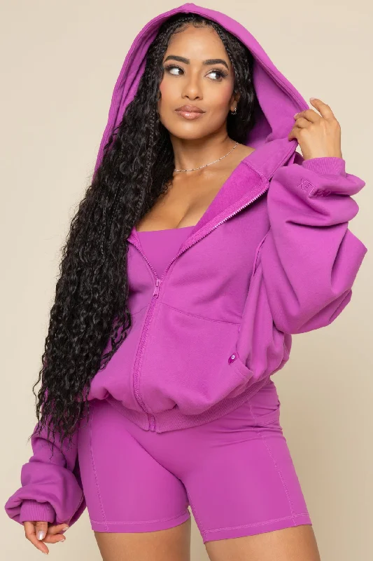 Outfits Ideas Zip Cloud Hoodie - Royal Orchid