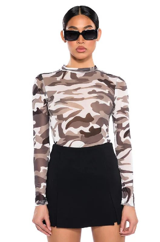 Outfits For Women FIND ME CAMO MESH BODYSUIT