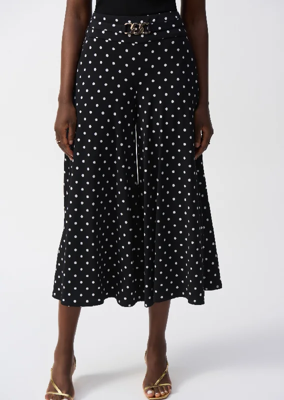 Everyday Basics Joseph Ribkoff - Silky Knit Dot Print Pull-On Culotte Pants