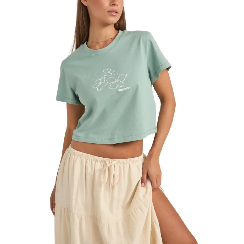 Shop Our Looks Embroidered Crop Crew Tee - Sage