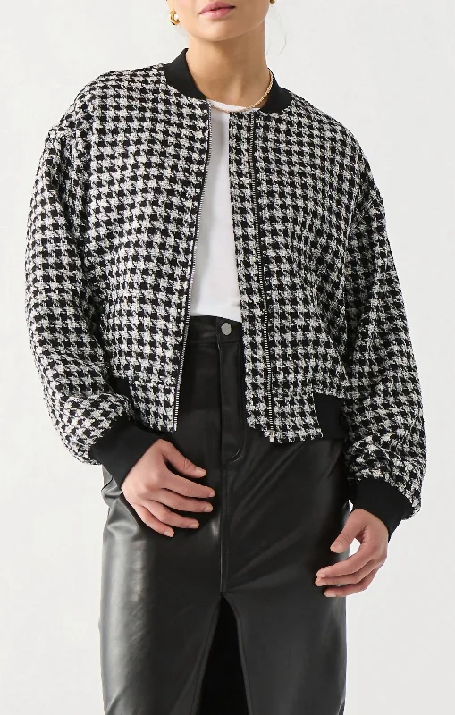 Flash Sale Online Houndstooth Bomber Jacket In Black/white