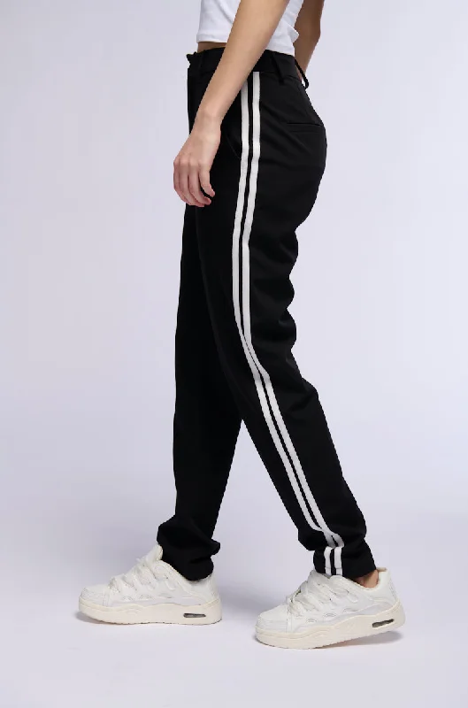 Budget-Friendly Fashion SHE A RIDER STRIPED WOVEN TROUSERS