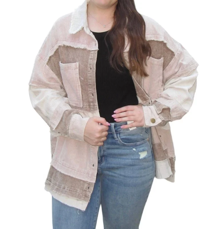 Sale Clearance Corduroy Tiered Jacket In Mauve