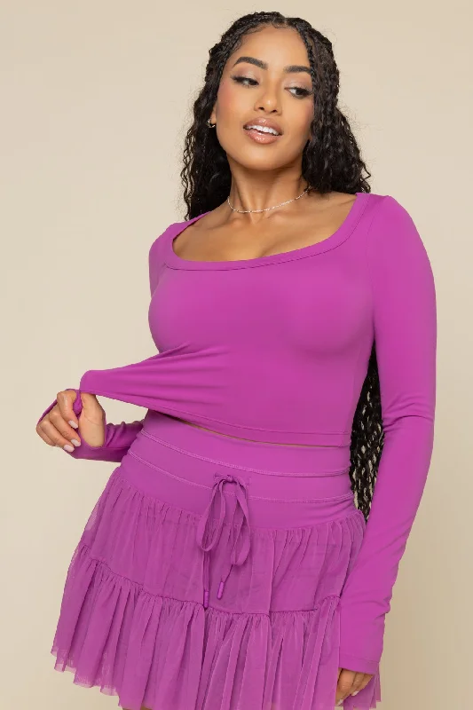 Women's Clothing Stores Your Favorite Long Sleeve Reversible Top - Royal Orchid