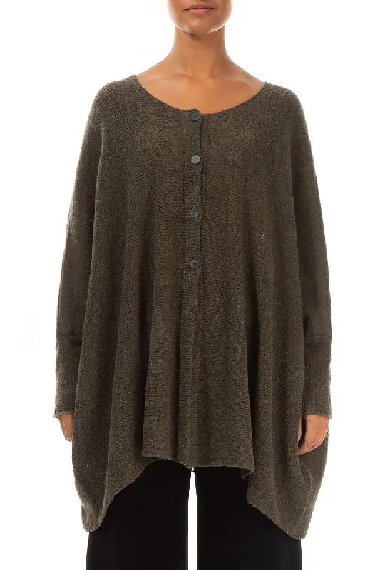 Mega Sales Loose Boxy Khaki Wool Cardigan