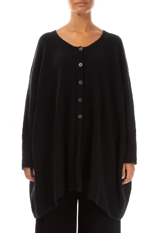 Hot Picks Loose Boxy Black Wool Cardigan