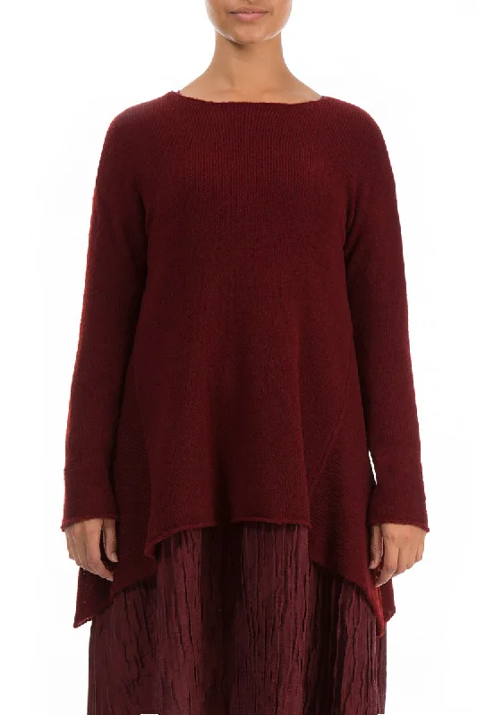 Hot Brand Discounts Longer Sides Maroon Wool Sweater