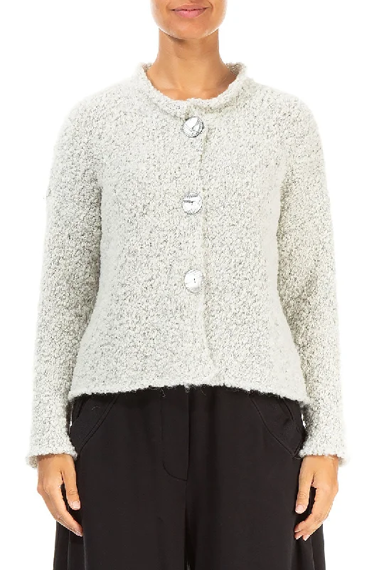 Additional Time-Limited Offers Mélange Ivory Alpaca Wool Cardigan