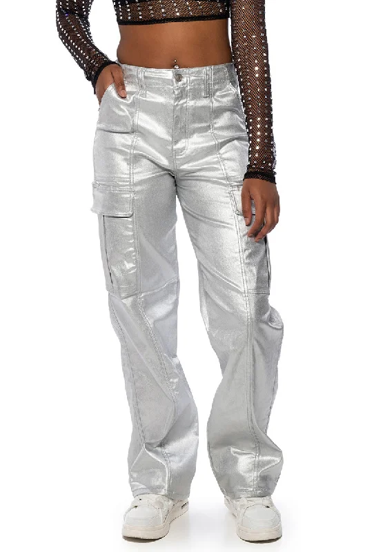 Chic Style, Always In Vogue SPACE CADET WIDE LEG METALLIC PANT