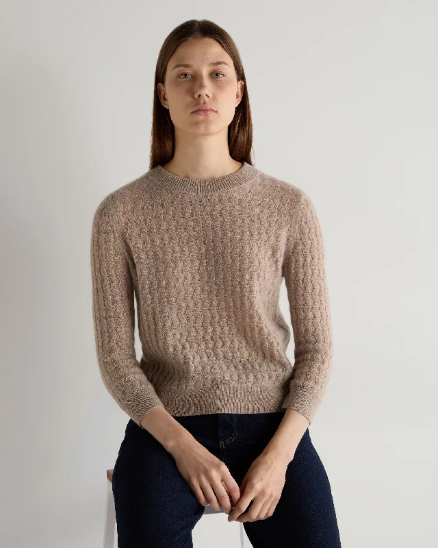 Eclectic Style Wardrobe Women's Moving Rib Cashmere Jumper Oatmeal Brown