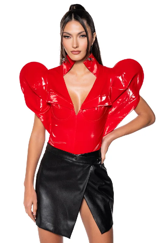 Vintage Fashion VERONICA DRAMATIC SHOULDER COLLARED BODYSUIT