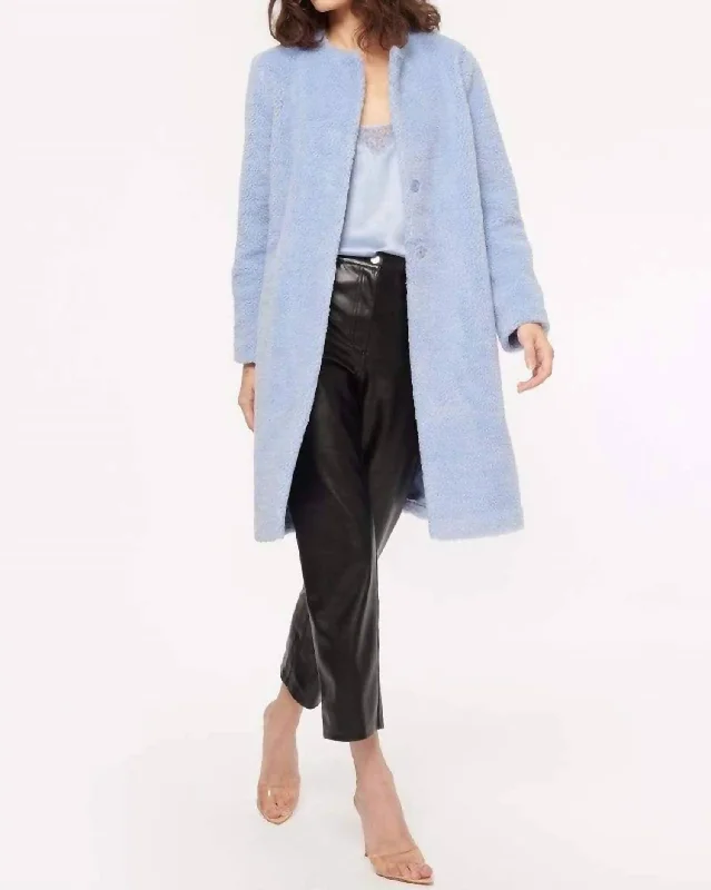 Wardrobe Essentials Emmy Sherpa Coat In Alpine Blue