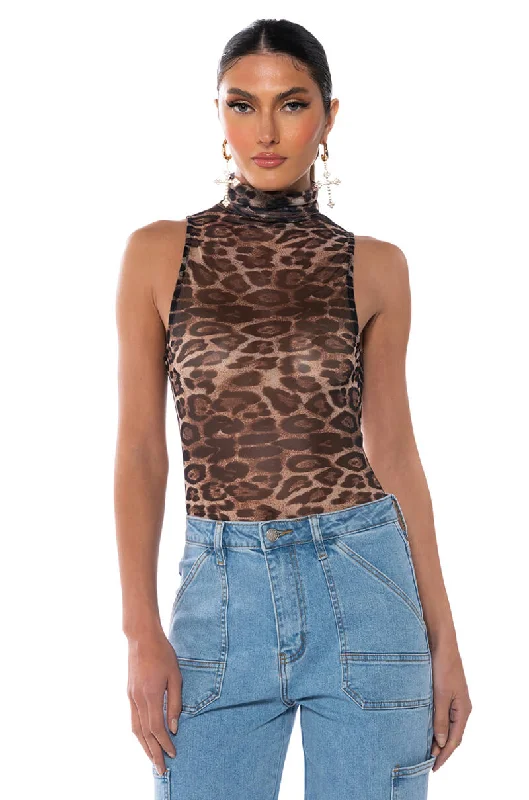 Woman Clothing LEO SLEEVELESS MESH BODYSUIT