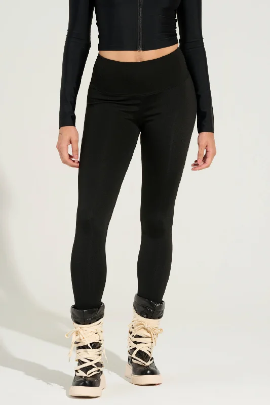 Embrace New Fashion SNUGGLE FLEX FLEECE LEGGING IN BLACK