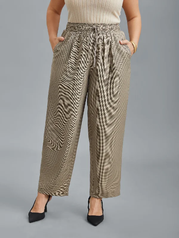 Wardrobe Update Houndstooth Print Drawstring Waist Pants