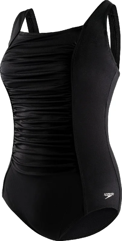 Luxury Fashion Plus Solid Shirred Tank One Piece Swimsuit - Women's|-|Maillot de bain une pièce débardeur uni à froncée Plus - Femme