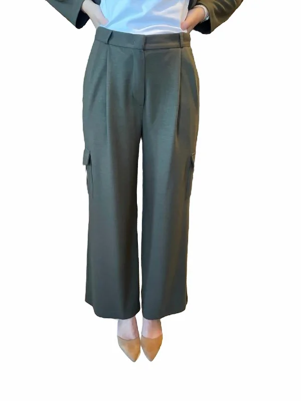 Vibrant Femme Fashion Women Cargo Trousers Superfine Merino In Moss Green