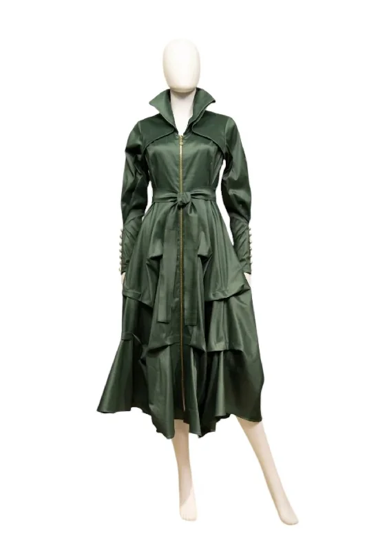 Sales Clothes Dress Coat In Night Green